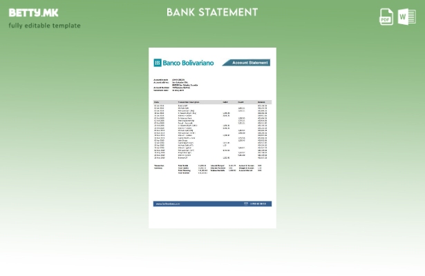 модерен стил Еквадор Банко Боливарино шаблон за извод од банка